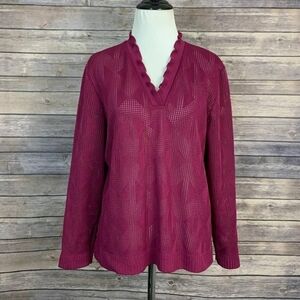 Women's V-Neck Knit Top - Pink